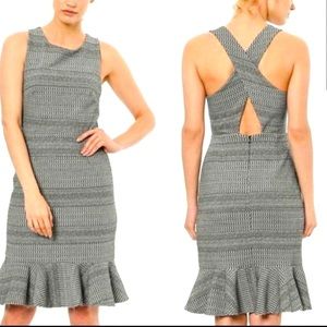 NWT Banana Republic Houndstooth Ruffle Hem Cross Dress